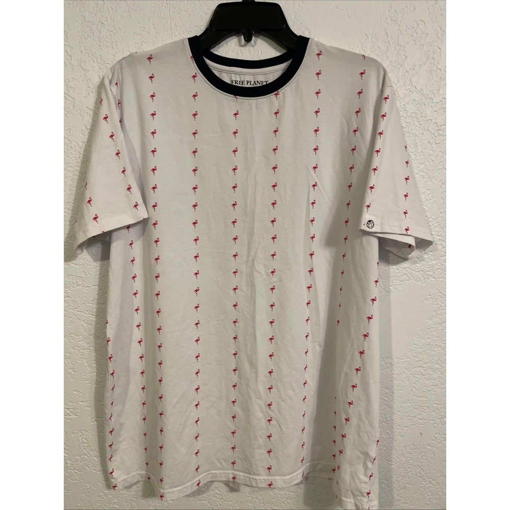 Free Planet Men's Shirt Flamingo Theme NYC to Malibu Sz. XL